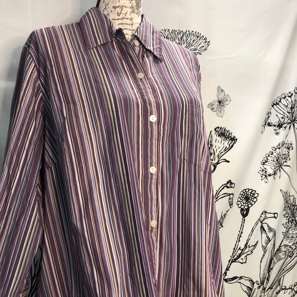 Villager Liz Claiborne stripped button up. Sz 18W - Picture 2 of 9